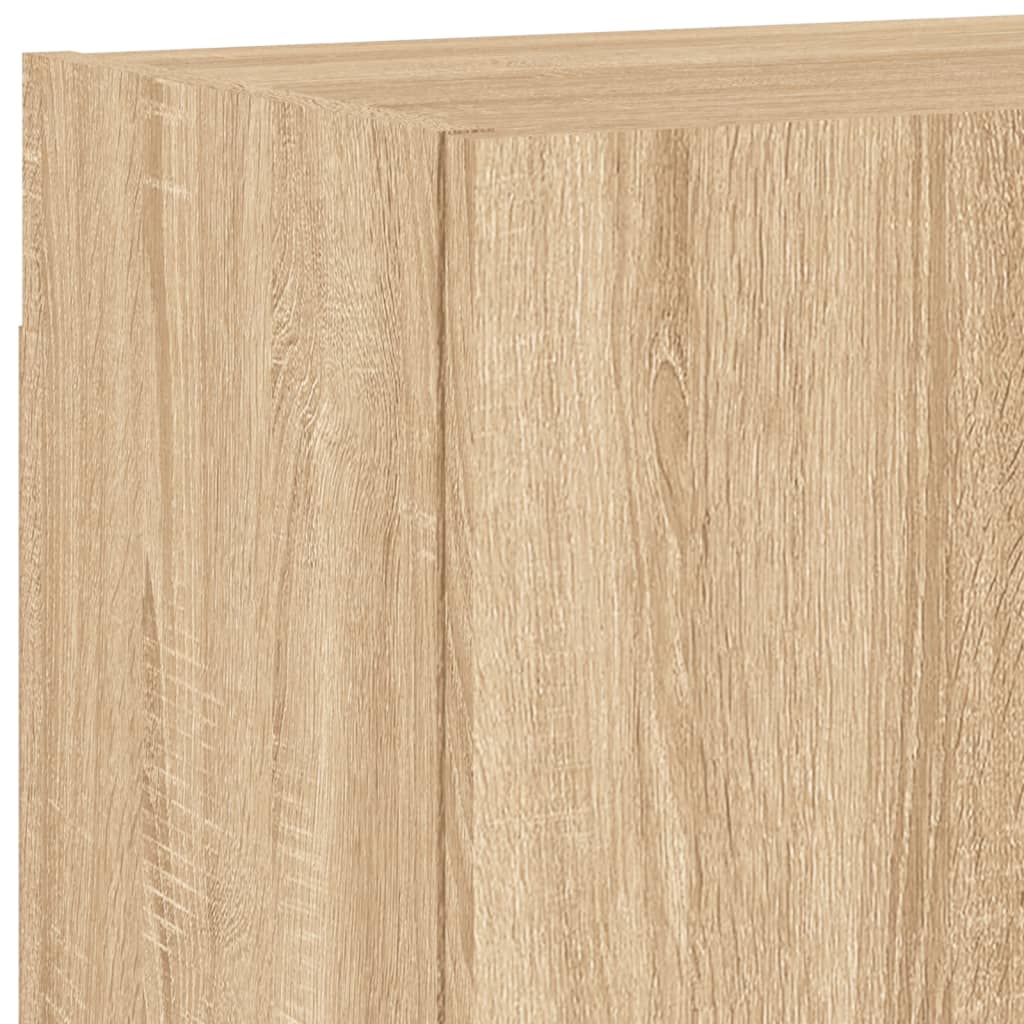 Wall-mounted TV cabinet, 4-piece, oak, engineered wood