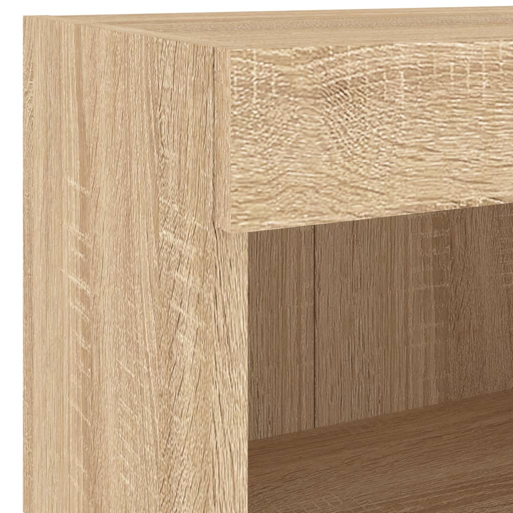Wall-mounted TV cabinet with LED, 5-piece, oak, engineered wood