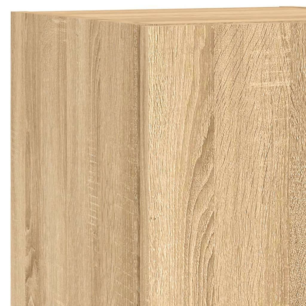 Sieninė TV sekcija su LED, 5 dalių, ąžuolo, apdirbta mediena
