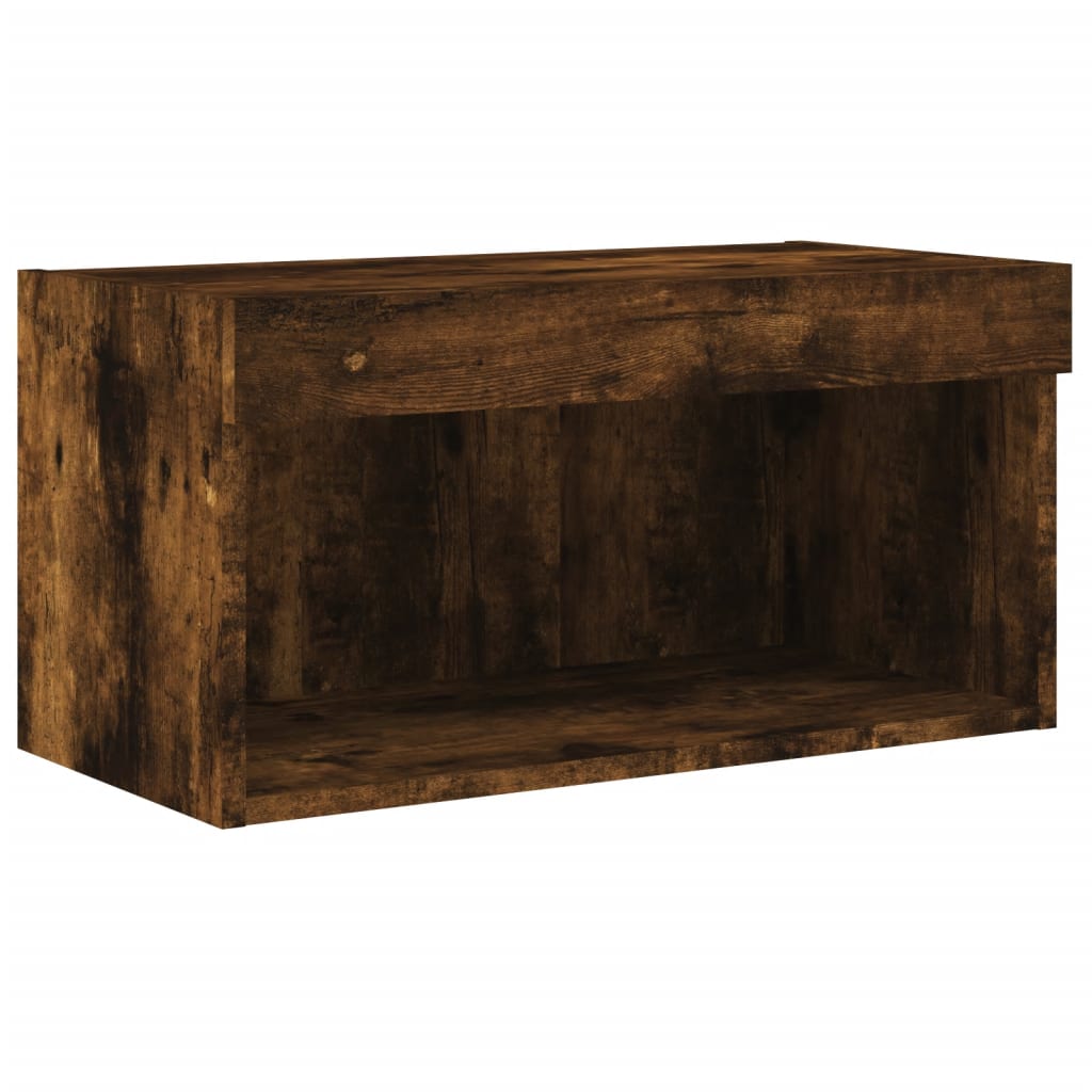 Wall TV cabinet with LED, 6-piece, smoked oak, wood