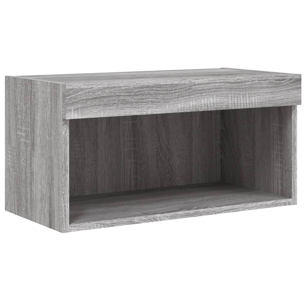 Sieninė TV sekcija su LED, 6 dalių, pilka ąžuolo, mediena