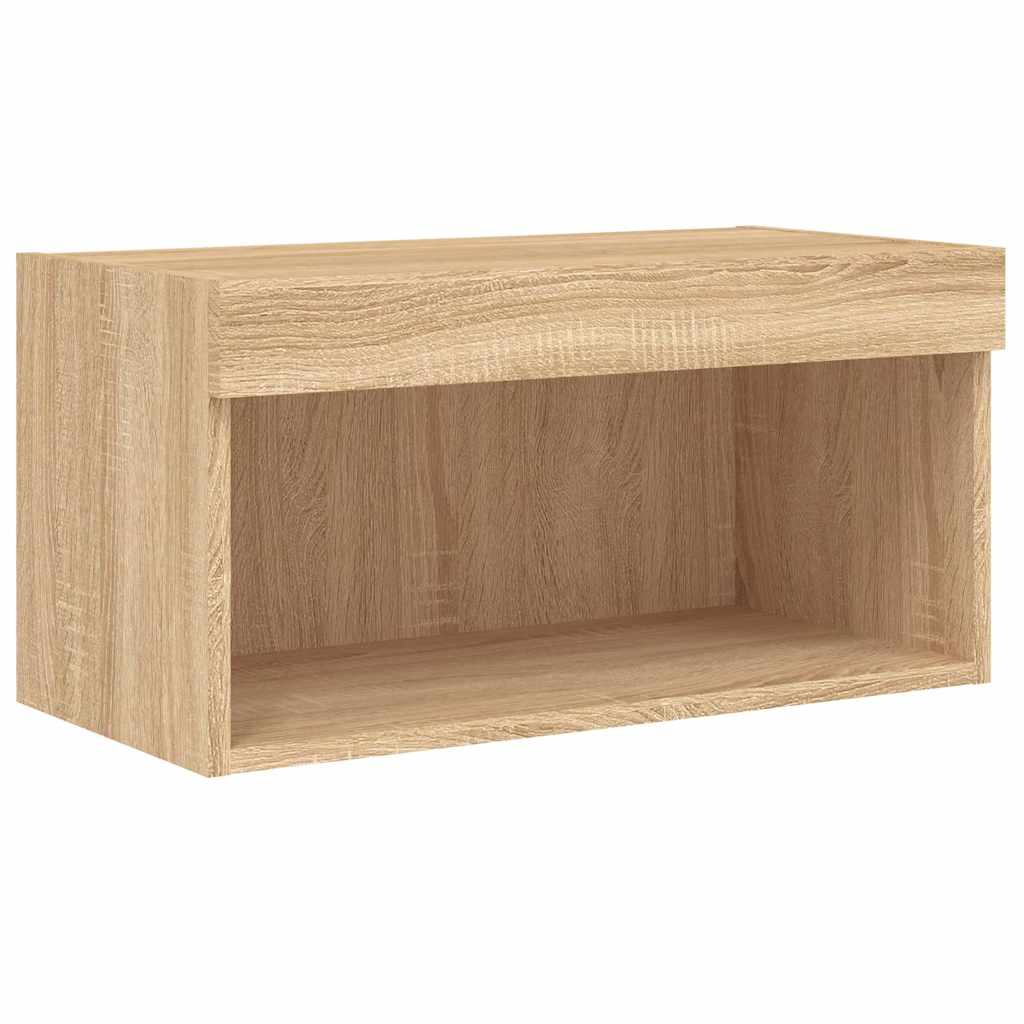 Sieninė TV sekcija su LED, 8 dalių, ąžuolo, apdirbta mediena