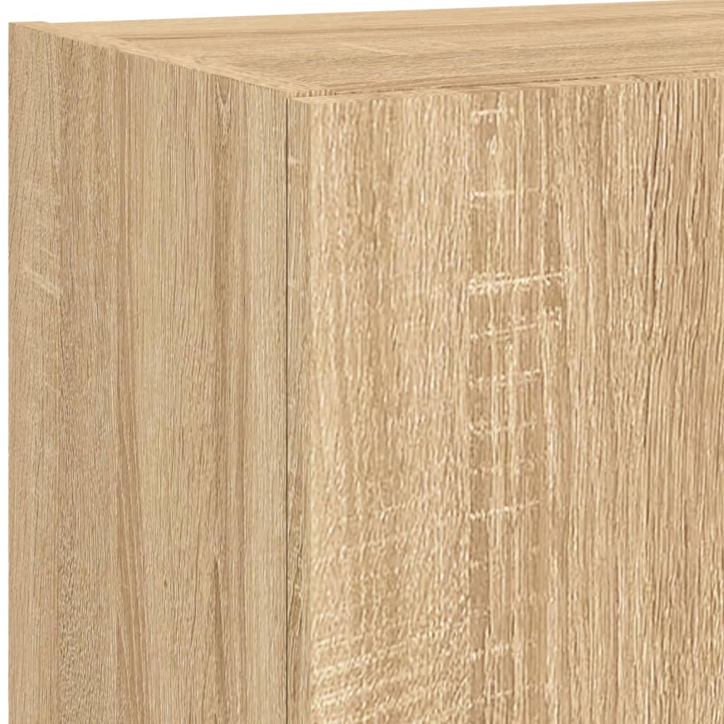 Sieninė TV sekcija su LED, 4 dalių, ąžuolo, apdirbta mediena