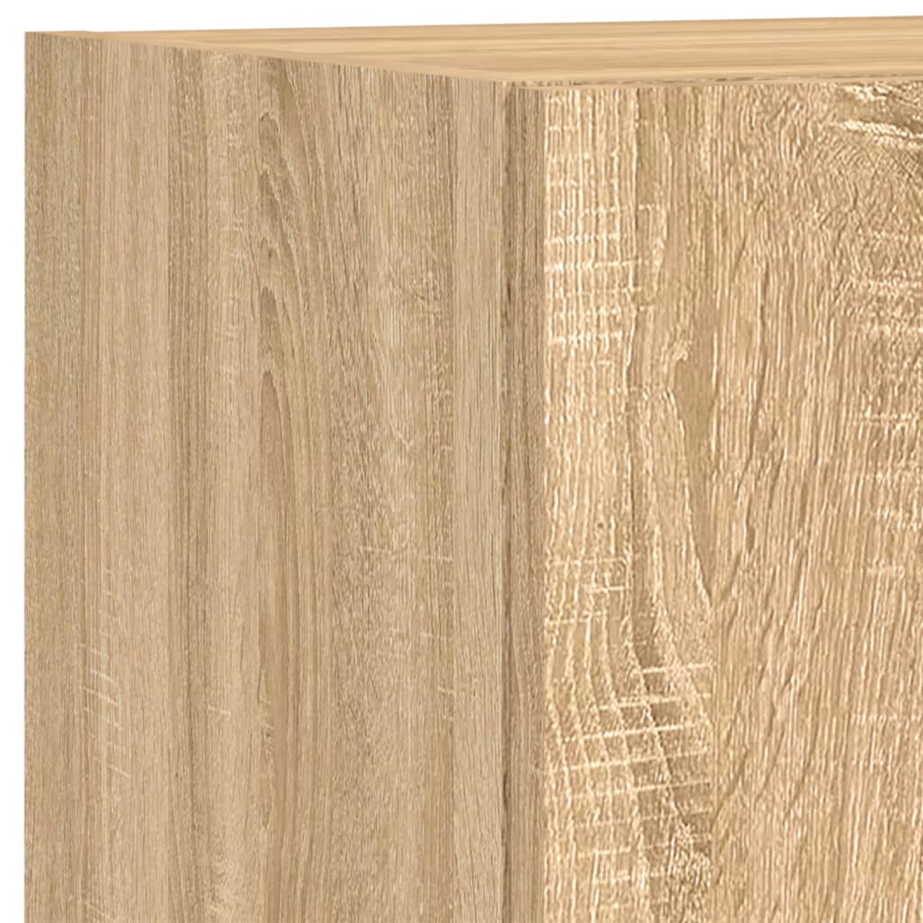 Sieninė TV sekcija su LED, 4 dalių, ąžuolo, apdirbta mediena