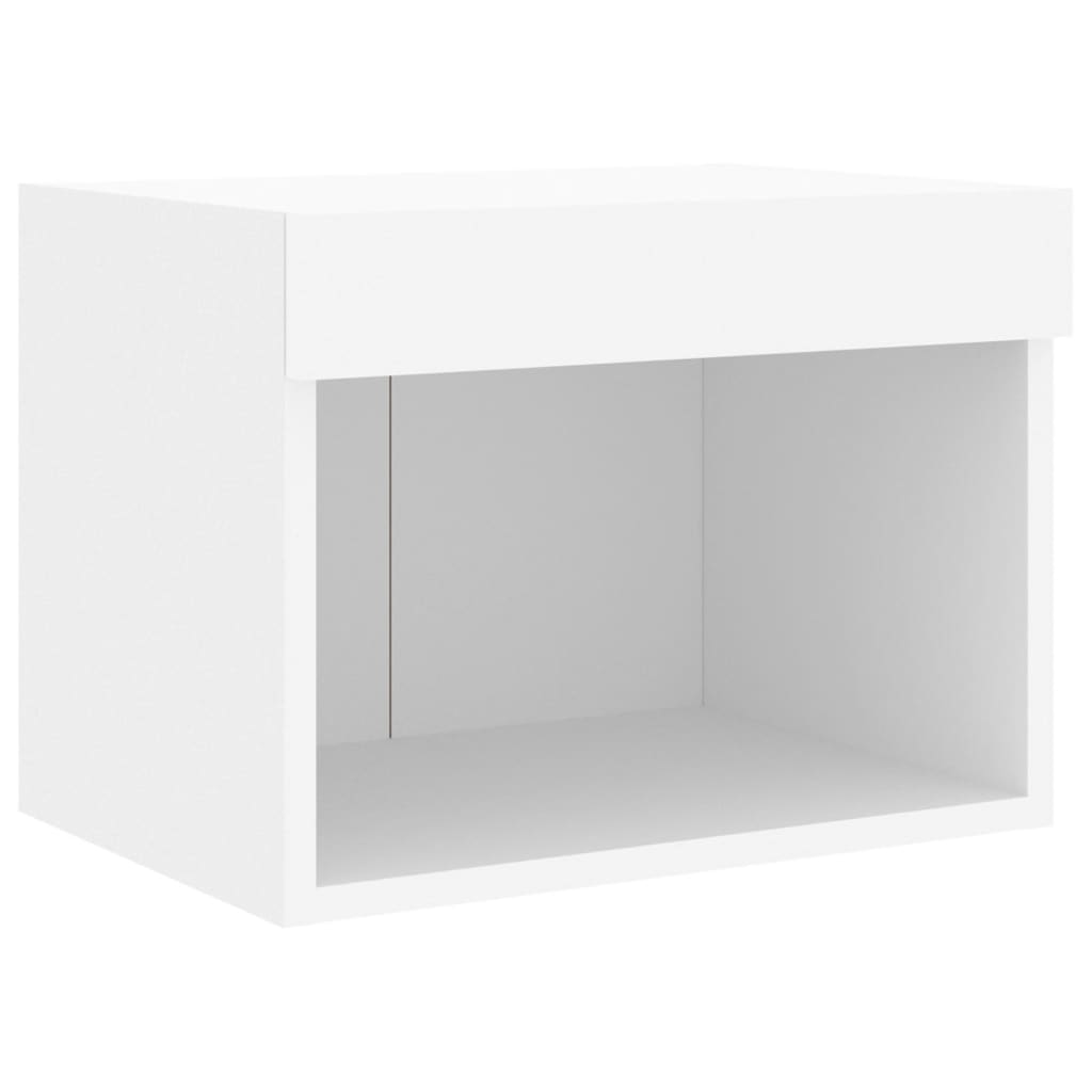 Sieninė TV sekcija su LED, 8 dalių, balta, apdirbta mediena