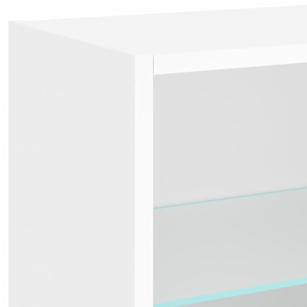 Sieninė TV sekcija su LED, 8 dalių, balta, apdirbta mediena