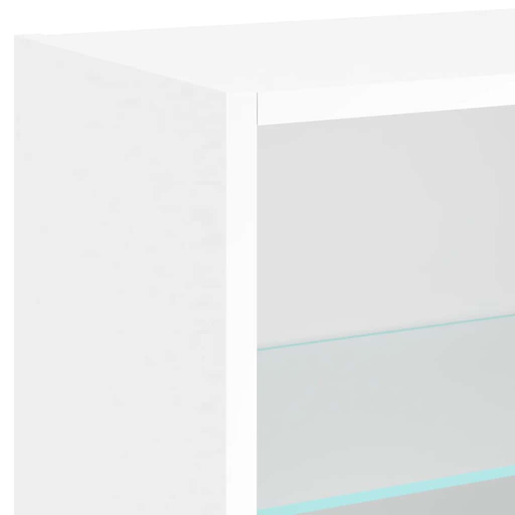 Sieninė TV sekcija su LED, 8 dalių, balta, apdirbta mediena