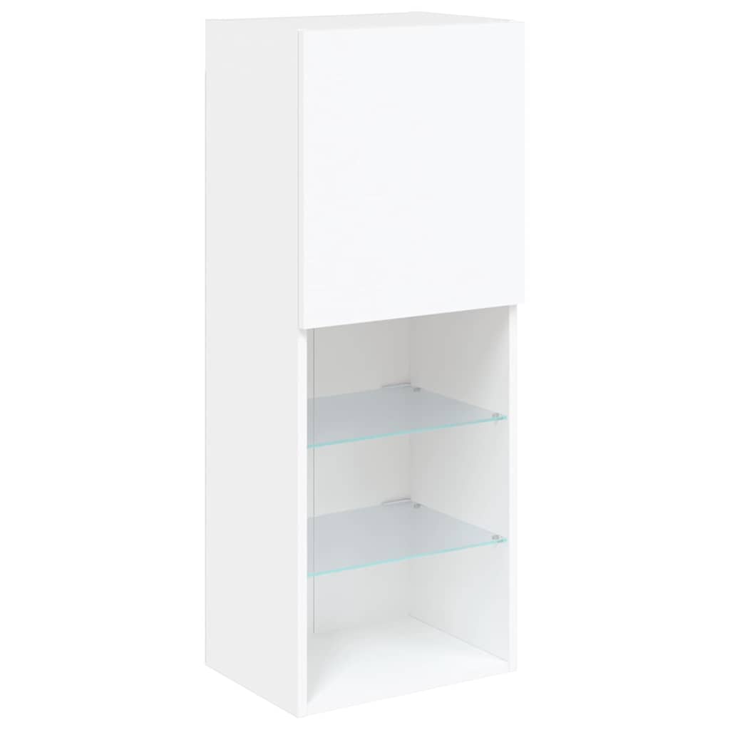 LED sienas TV skapis, 5 daļas, balts, inženierijas koks