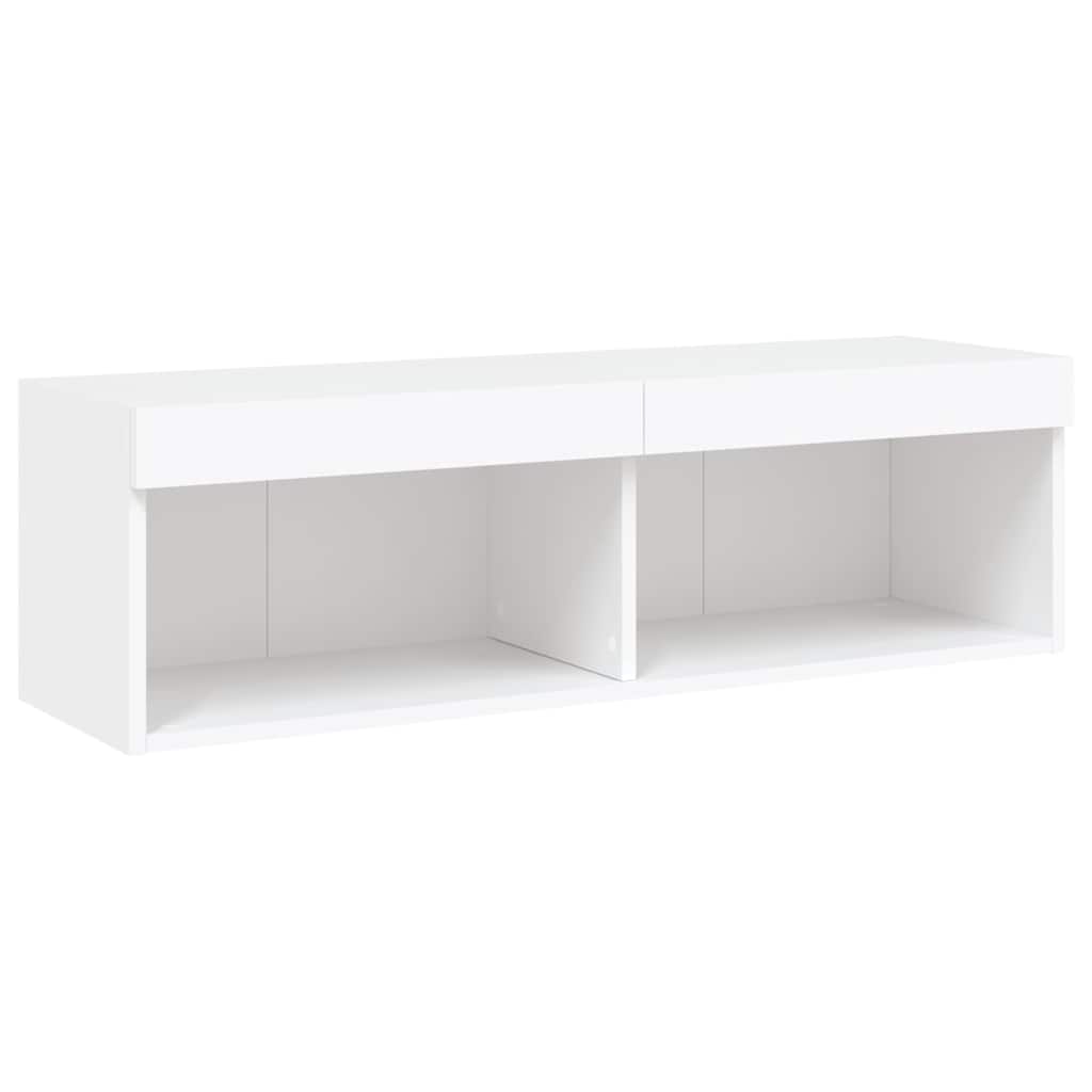 LED sienas TV skapis, 5 daļas, balts, inženierijas koks