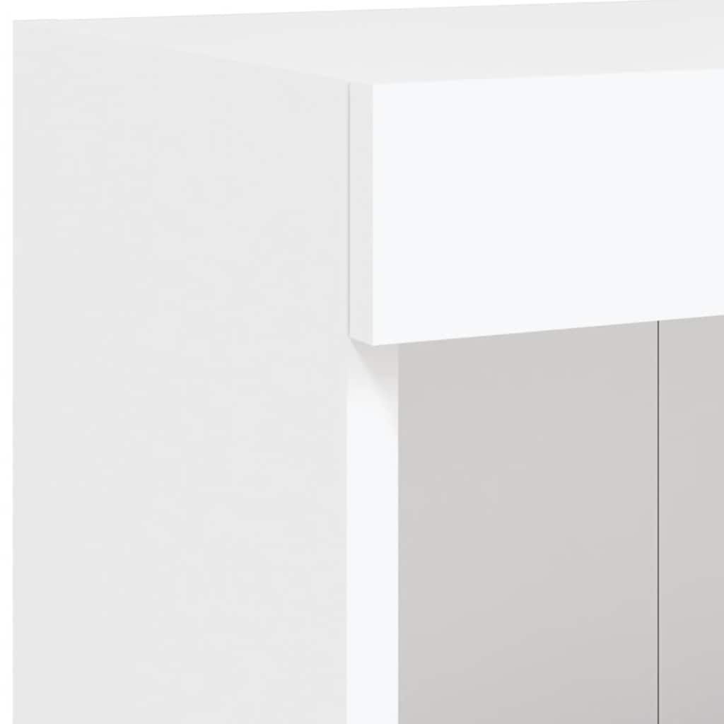 Sieninė TV sekcija su LED, 5 dalių, balta, apdirbta mediena