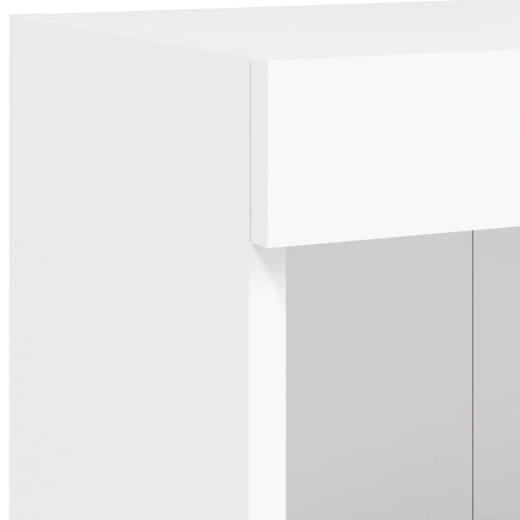 Sieninė TV sekcija su LED, 6 dalių, balta, apdirbta mediena
