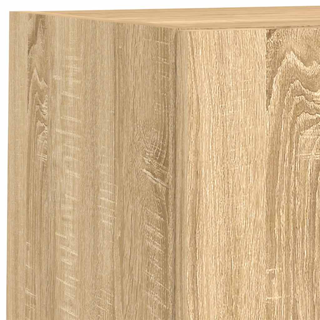Sienas TV mēbeļu komplekts ar LED apgaismojumu, 6 daļas, ozolkoka apdare, inženierijas koksne