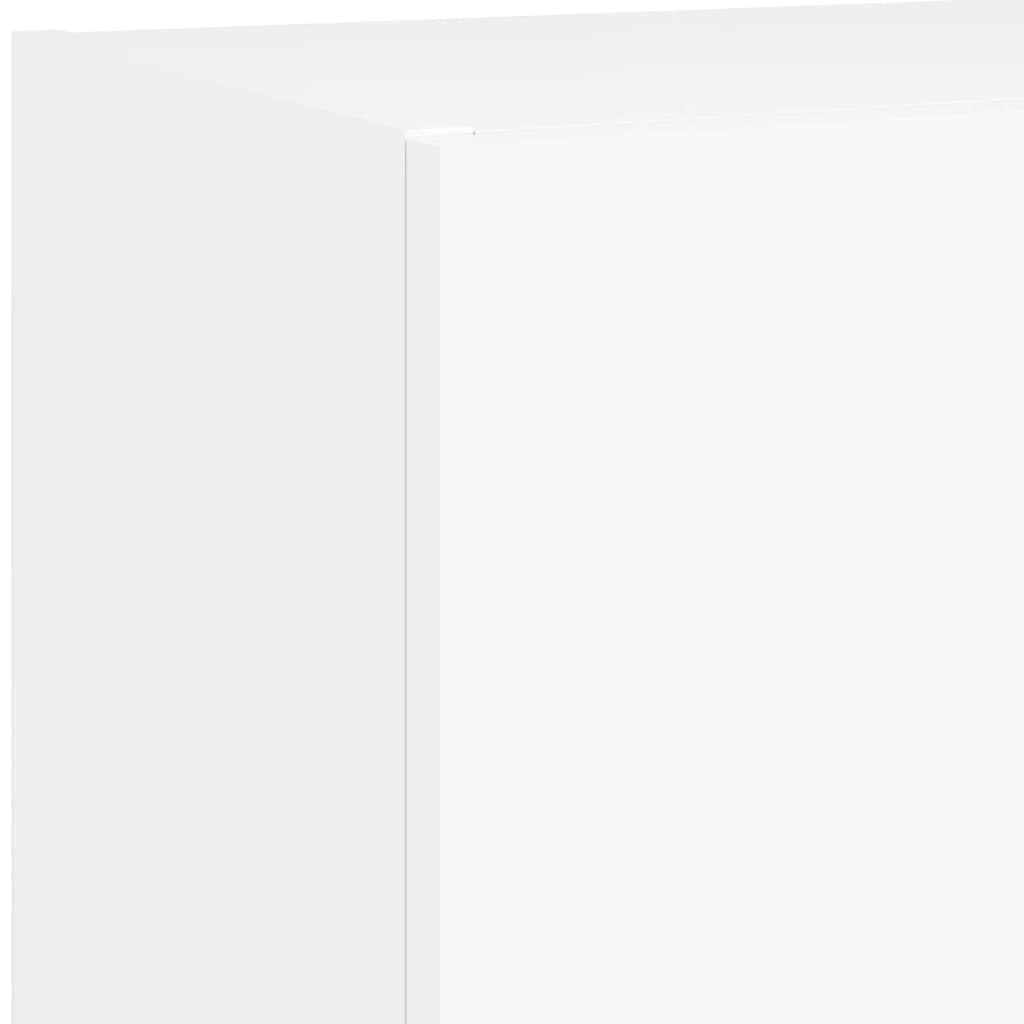 Wall-mounted TV cabinet with LED lights, 5-piece, white, engineered wood
