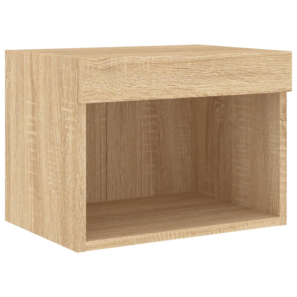 Wall-mounted TV Unit with LED Lights 5-Piece Oak Engineered Wood