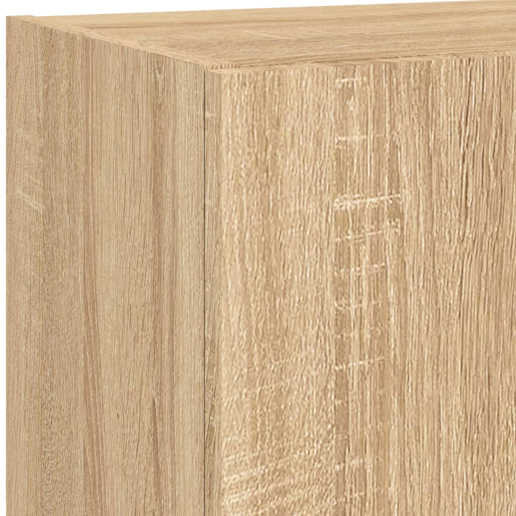 Wall-mounted TV Unit with LED Lights 5-Piece Oak Engineered Wood