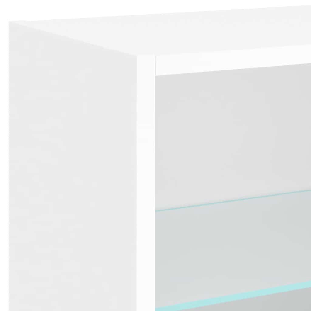Sieninė TV sekcija su LED, 5 dalių, balta, apdirbta mediena