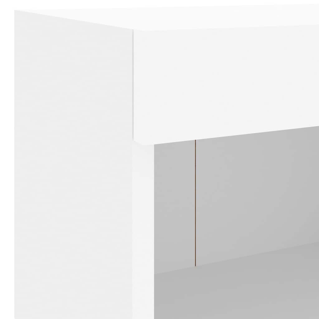 Wall-mounted TV cabinet with LED lights, 5-piece, white, engineered wood