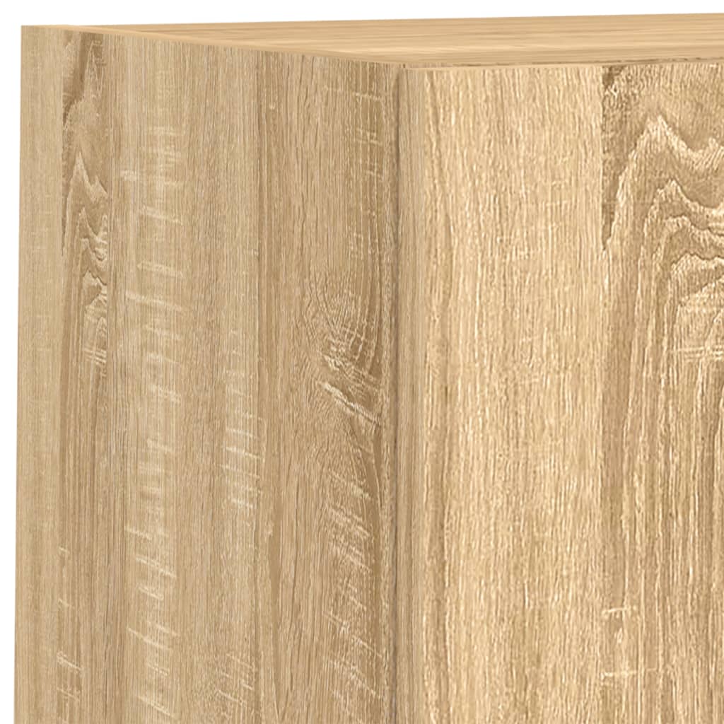 Sieninė TV sekcija su LED, 6 dalių, ąžuolo, apdirbta mediena
