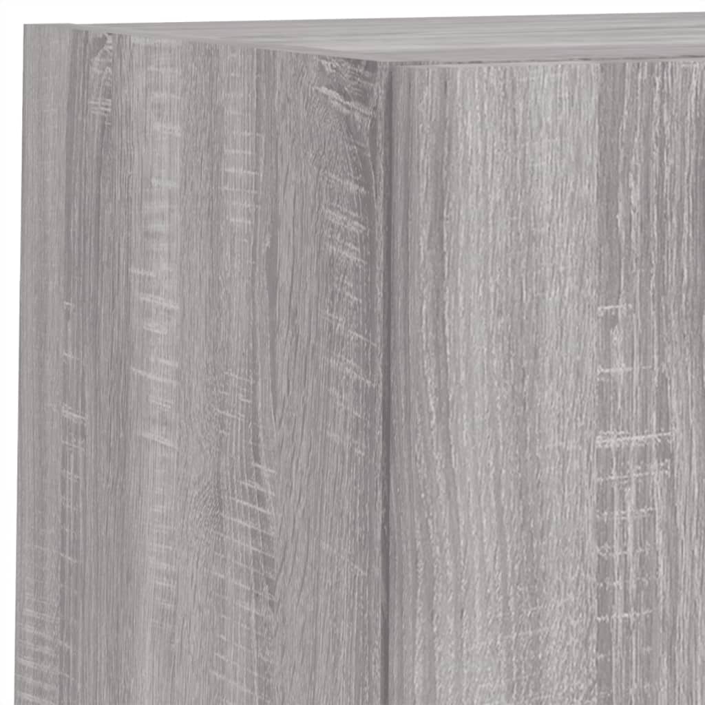 Sieninė TV sekcija su LED, 6 dalių, pilka ąžuolo, mediena