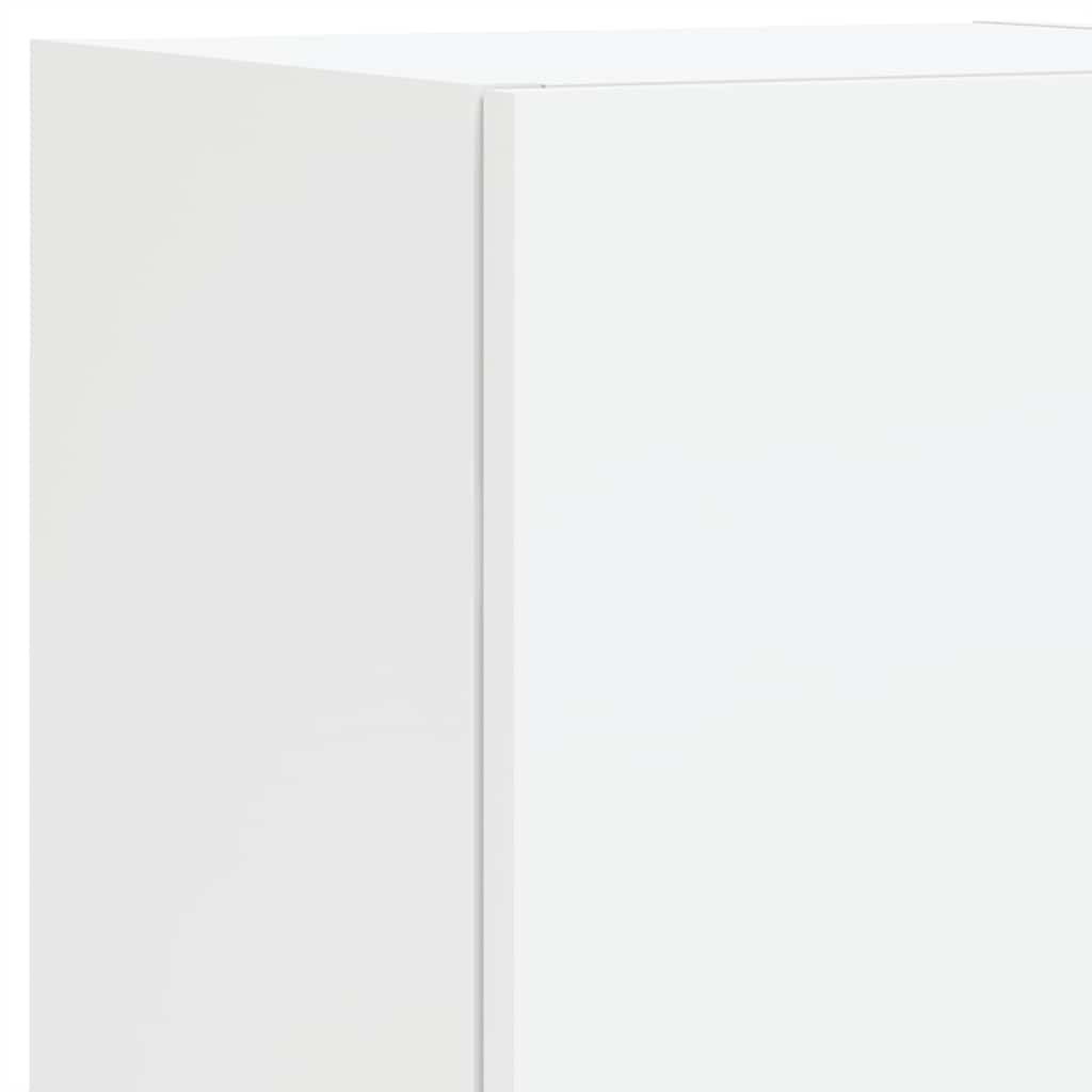 Wall-mounted TV cabinet with LED, 4-piece, white, engineered wood
