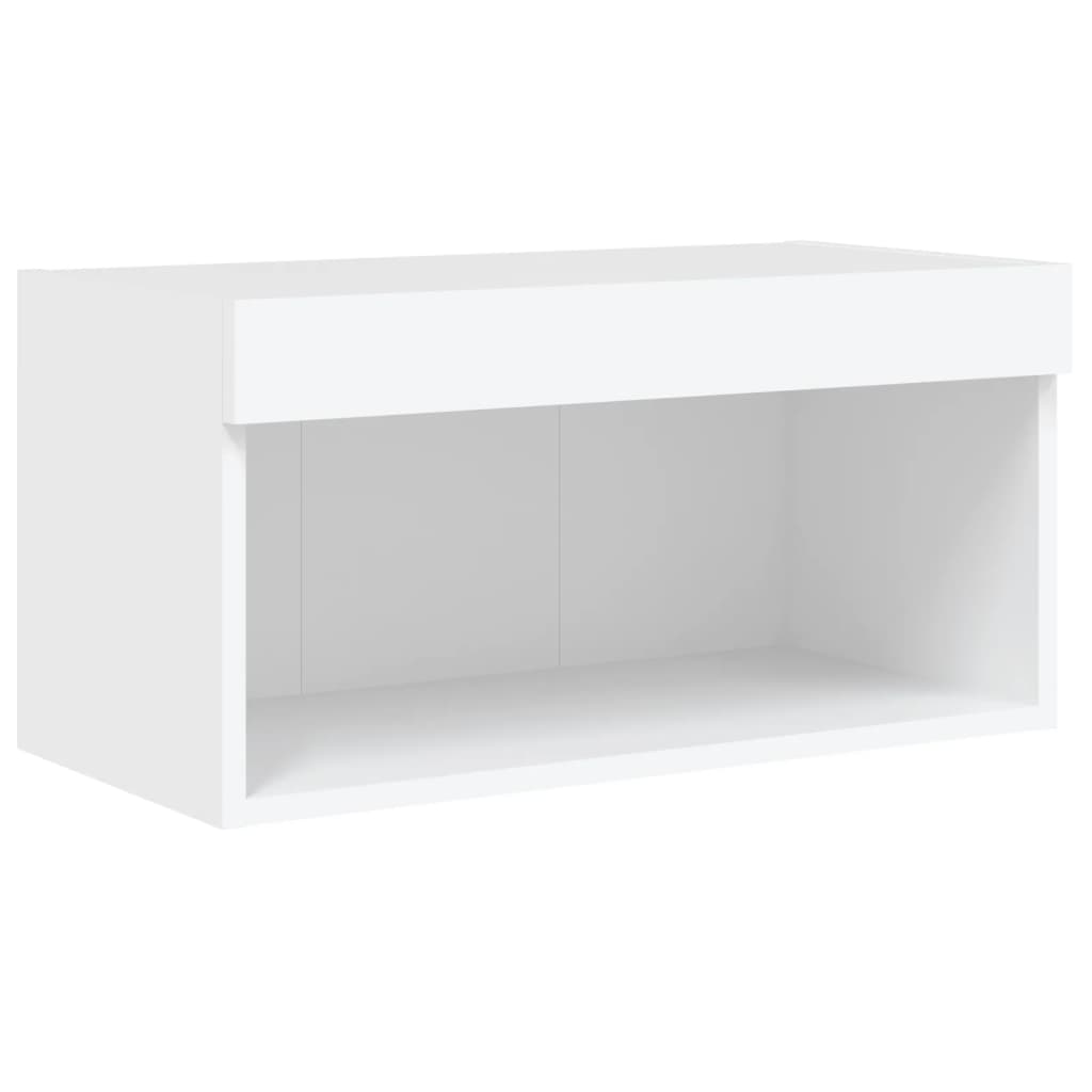 LED sienas TV skapis, 5 daļas, balts, inženierijas koks