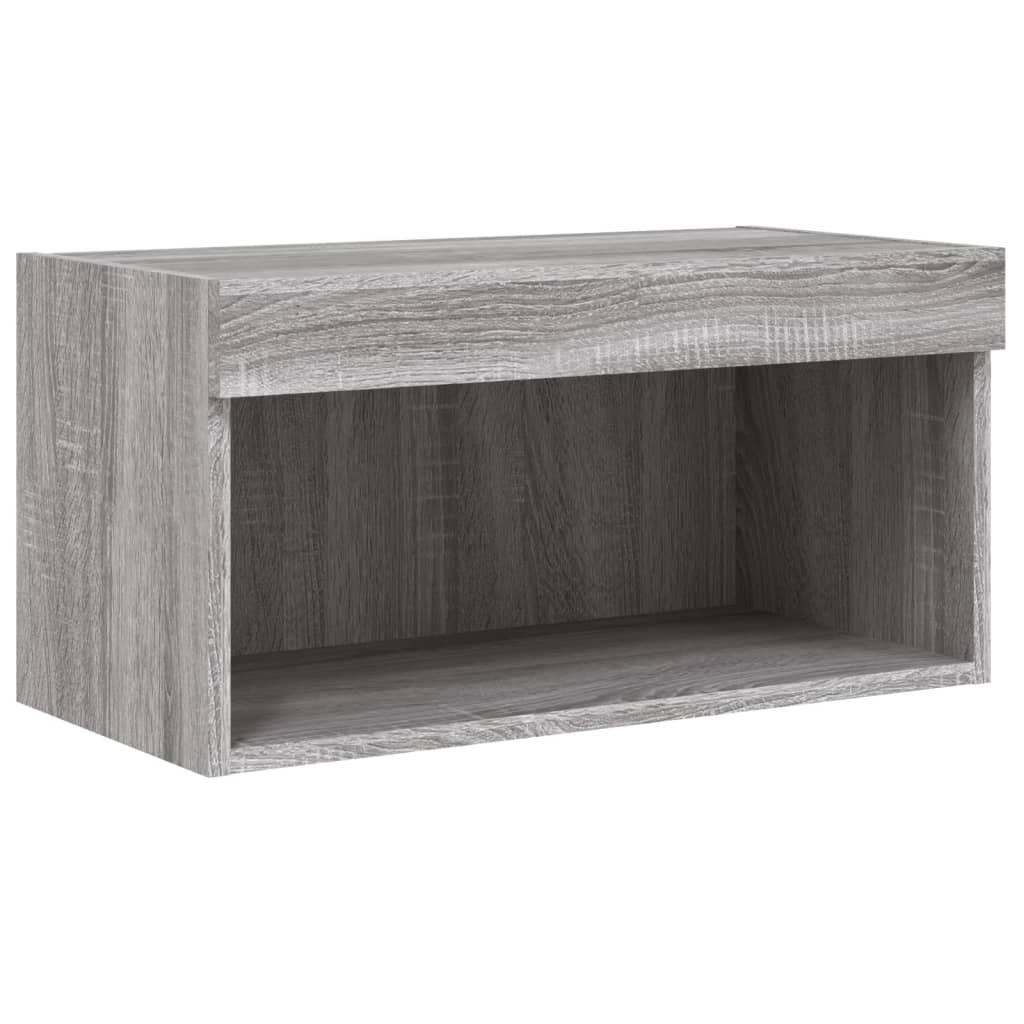 Sieninė TV sekcija su LED, 5 dalių, pilka ąžuolo, mediena