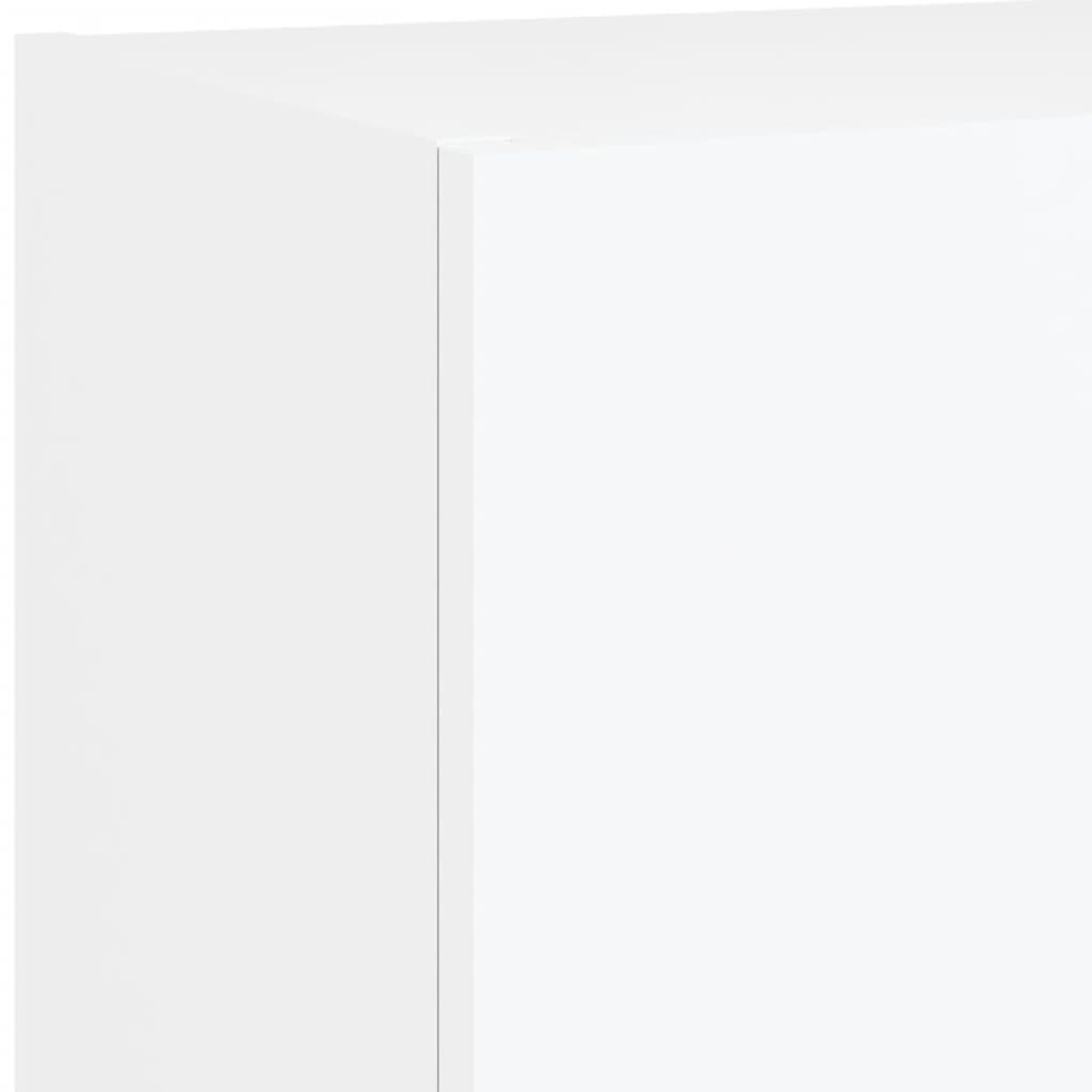 Sieninė TV sekcija su LED, 5 dalių, balta, apdirbta mediena
