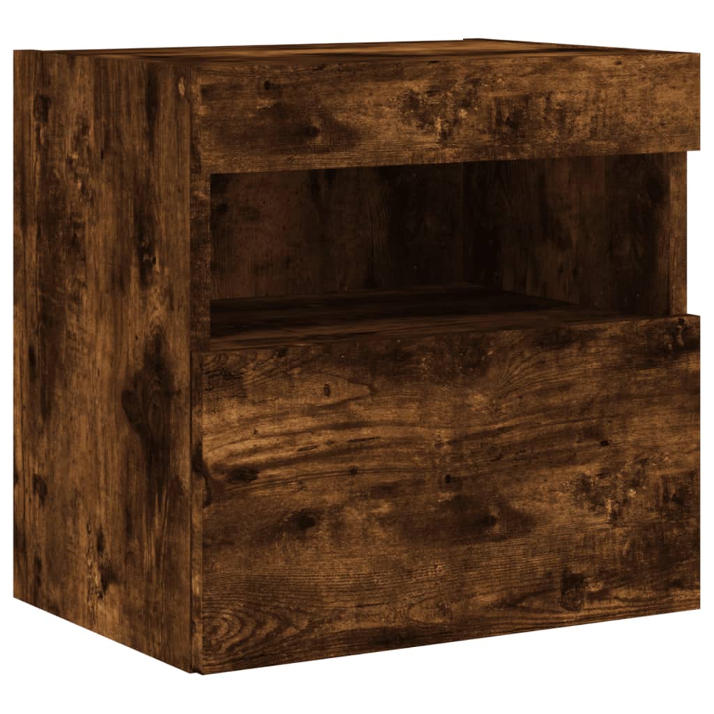 TV wall unit with LED, 5-piece, smoked oak, engineered wood