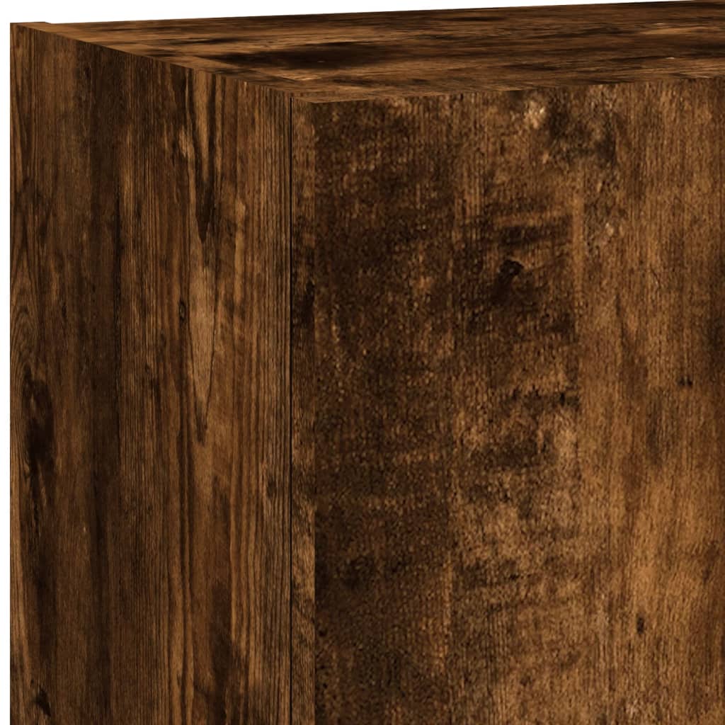 TV wall unit with LED, 5-piece, smoked oak, engineered wood