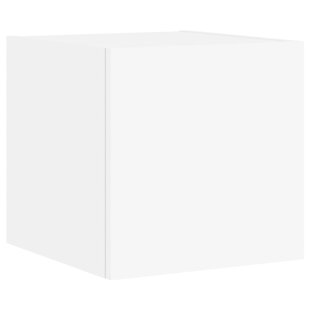 Wall-Mounted TV Cabinets with LED Lights, 4-Piece, White