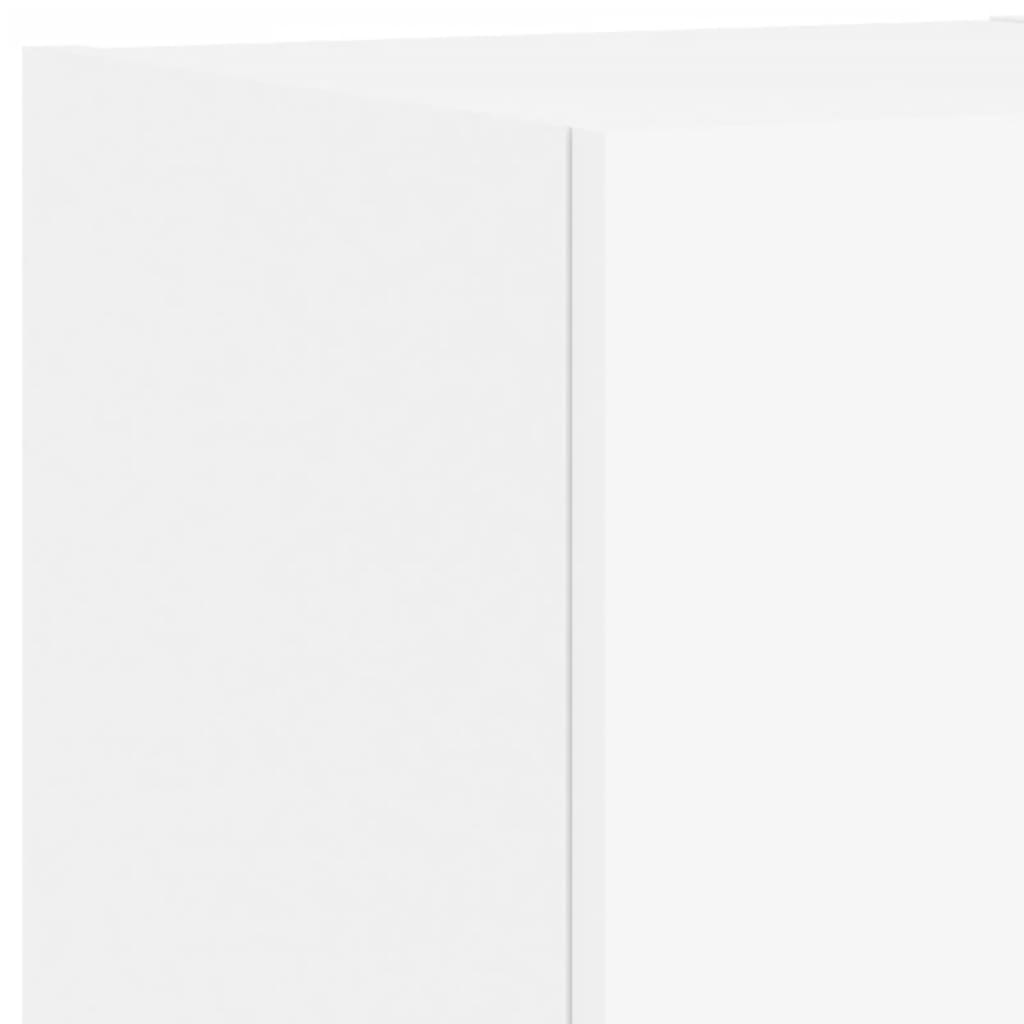 Wall-Mounted TV Cabinets with LED Lights, 4-Piece, White