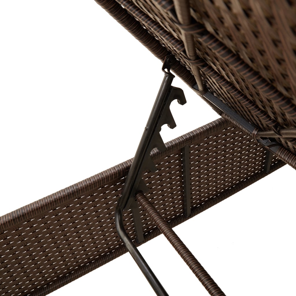 Sun lounger with cushions, brown, polyrattan