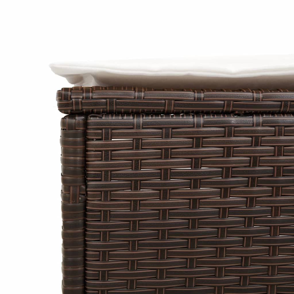 Sun lounger with cushions, brown, polyrattan