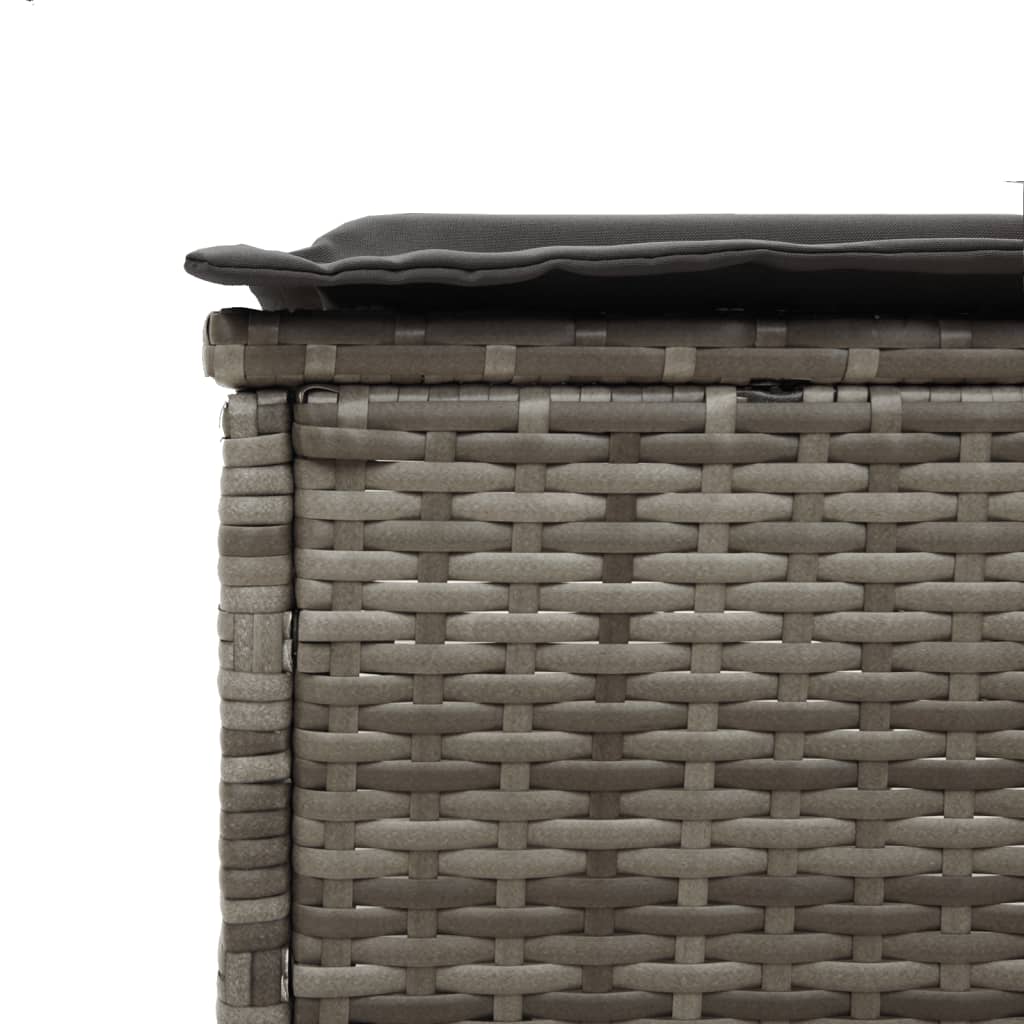 Sun Lounger with Table and Cushion, Grey, Poly Rattan