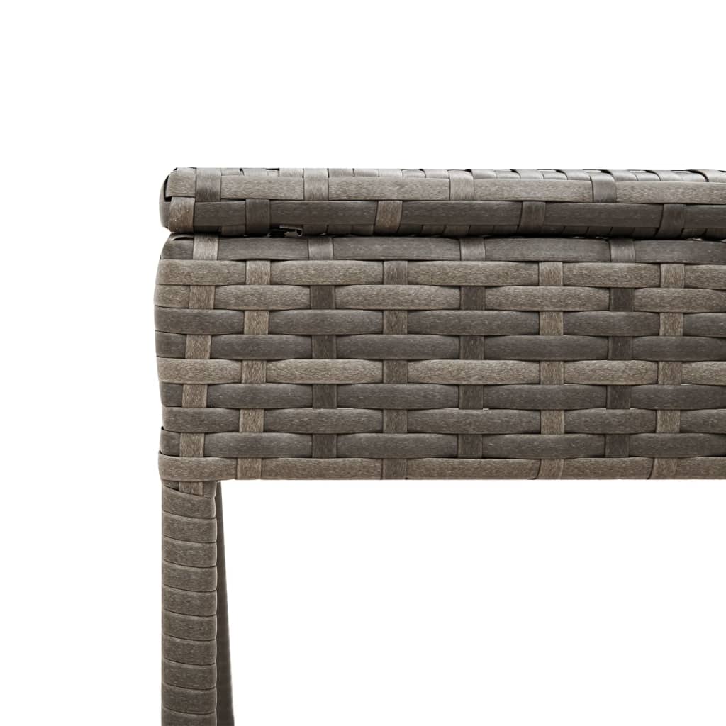 Sun Lounger with Table and Cushion, Grey, Poly Rattan