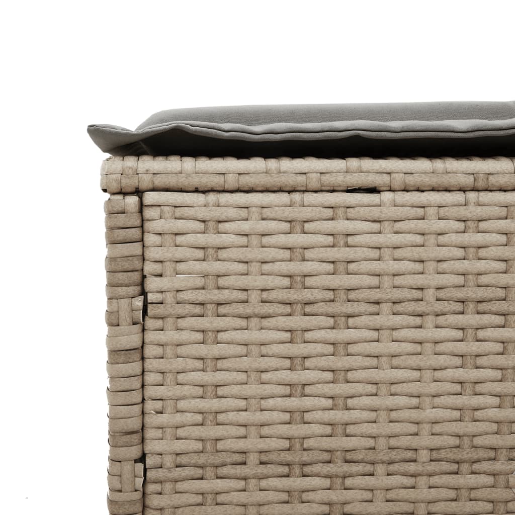 Sun lounger with a table and cushions, sand, poly rattan