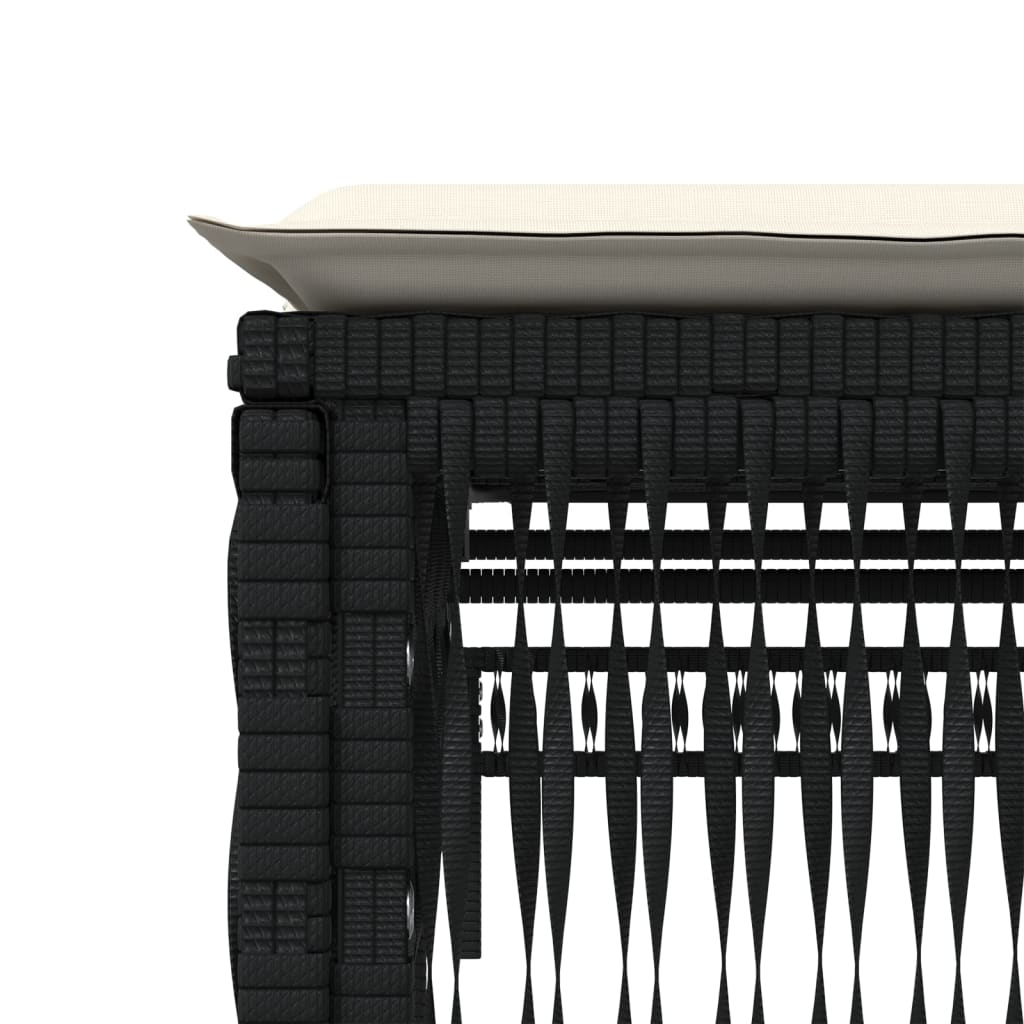 Sun loungers with table, 2 pcs., black, poly rattan