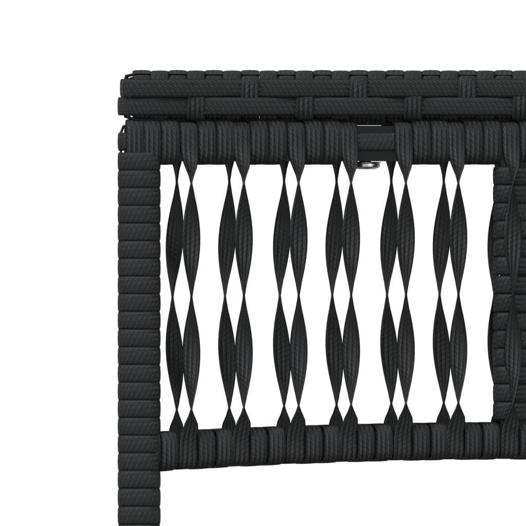 Sun loungers with table, 2 pcs., black, poly rattan