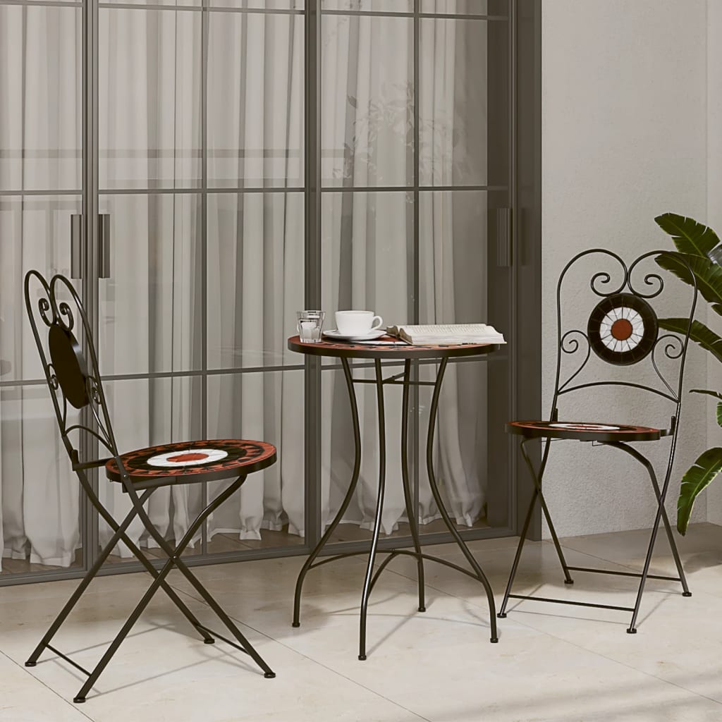 Mosaic bistro table, terracotta/white, 50x70cm, ceramic
