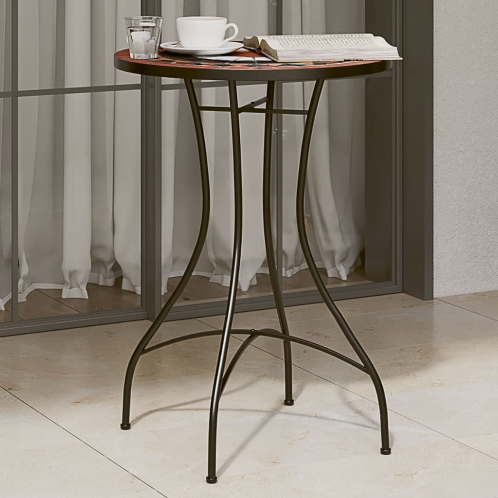 Mosaic bistro table, terracotta/white, 50x70cm, ceramic