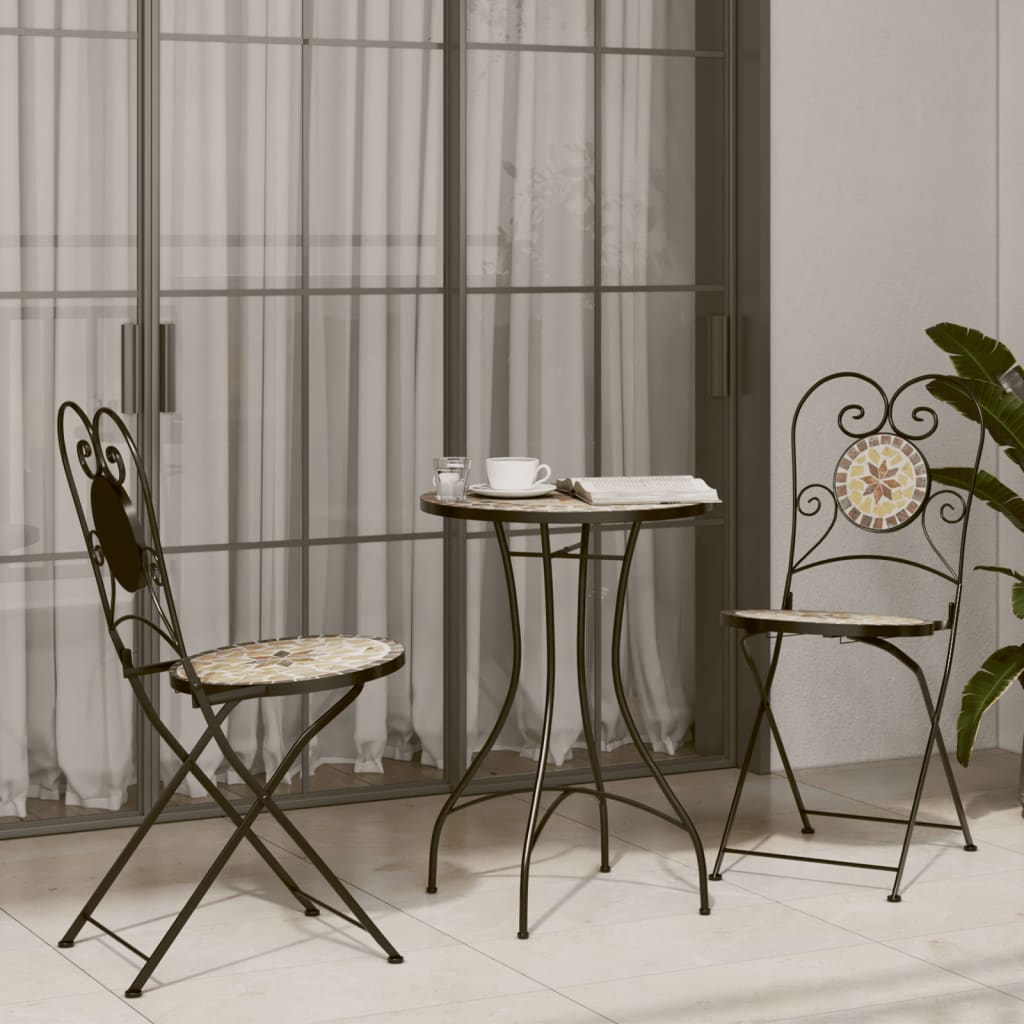 Mozaīkas bistro galds, terakota/balts, 50x70cm, keramika