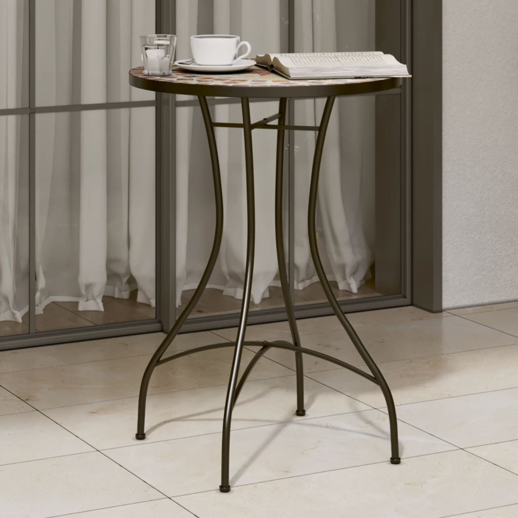 Mozaīkas bistro galds, terakota/balts, 50x70cm, keramika