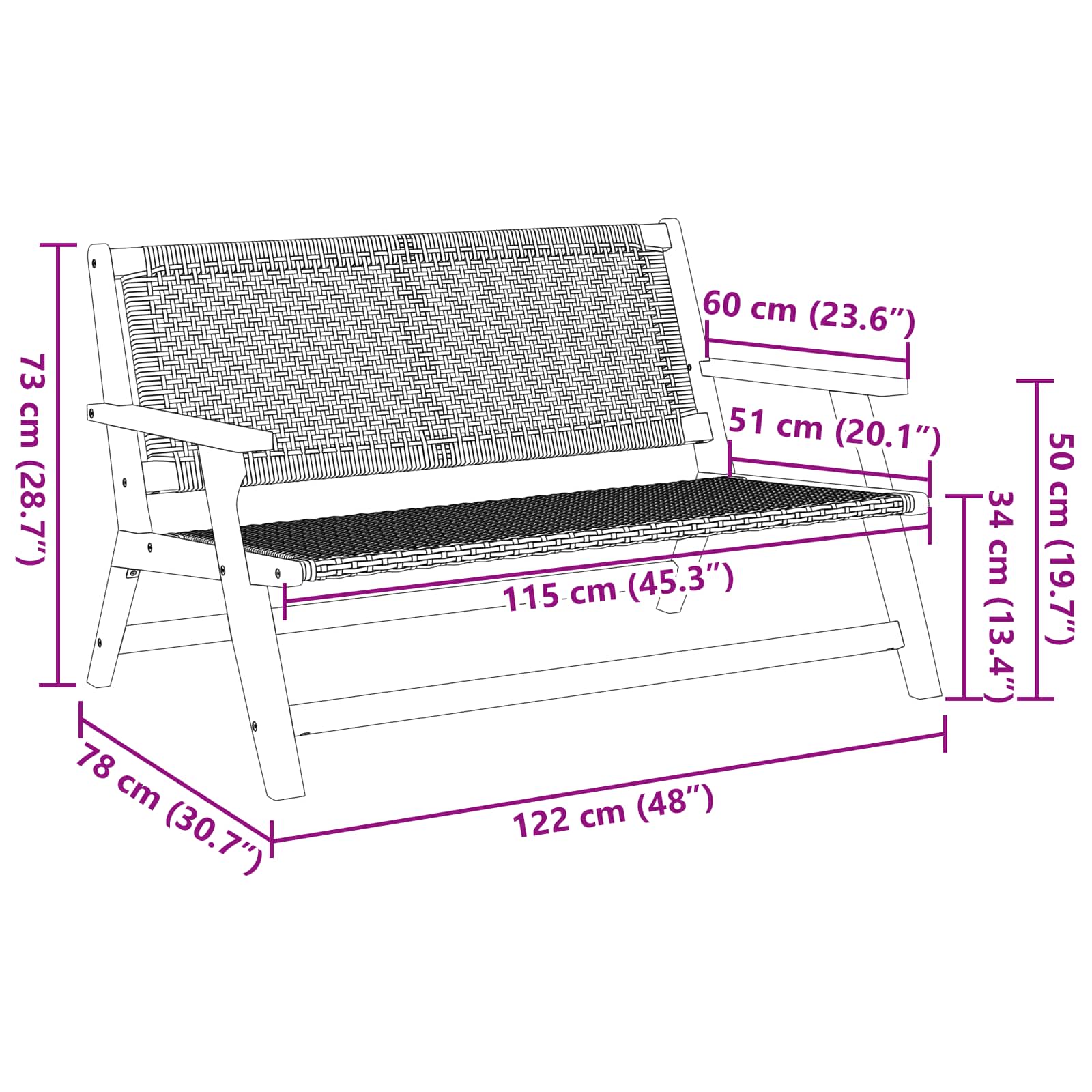 Sodo baldai Pilka 122 x 78 x 73 cm Kietos akacijos mediena