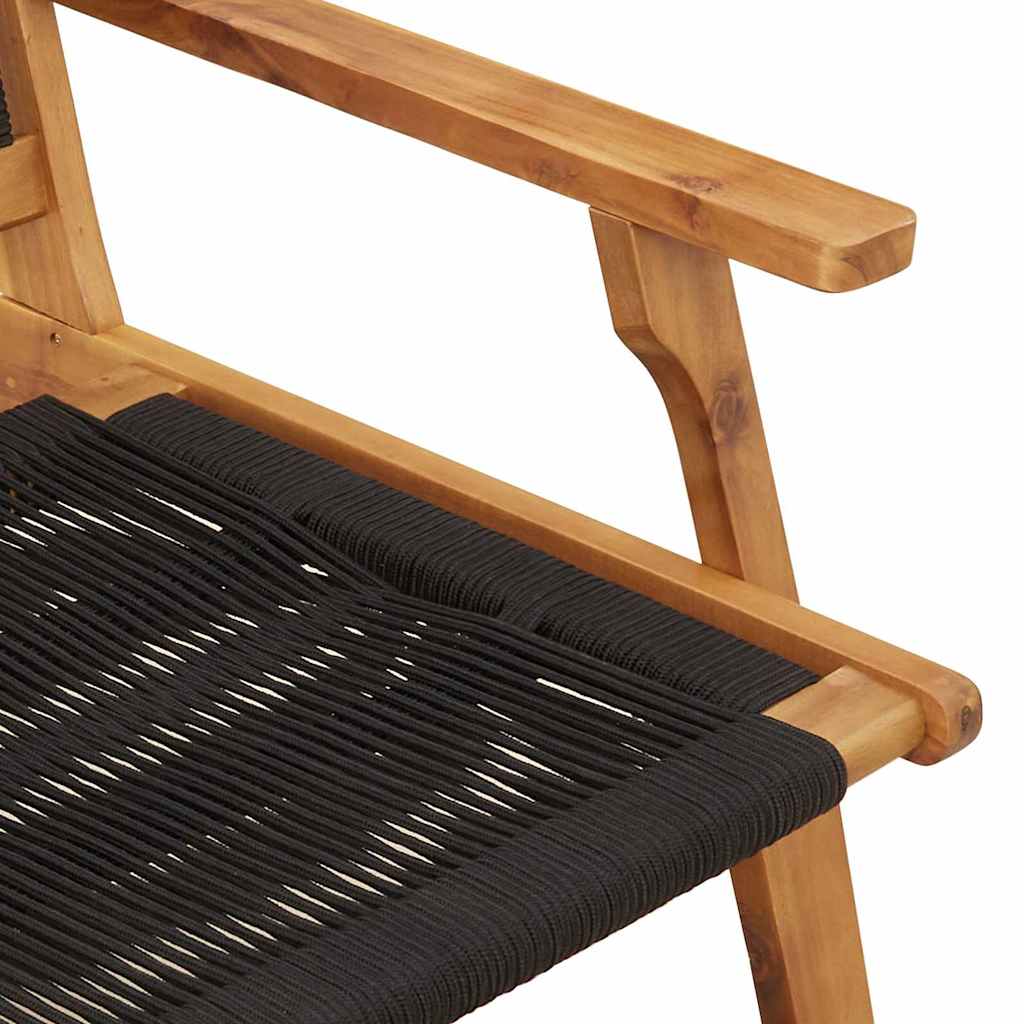 Juodas sodo suolas 76x122x73 cm iš kietos akacijos medienos