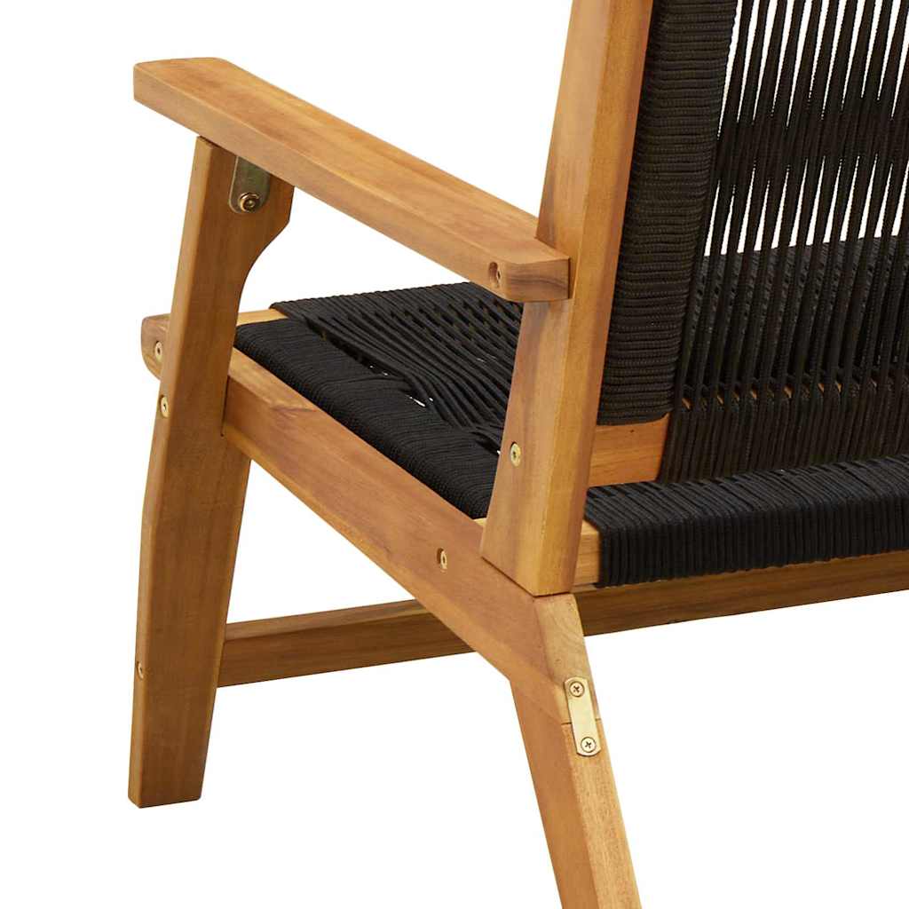 Juodas sodo suolas 76x122x73 cm iš kietos akacijos medienos
