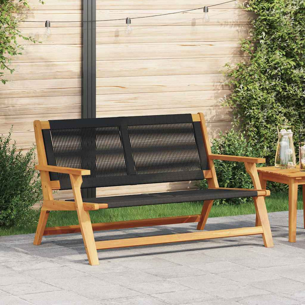 Juodas sodo suolas 76x122x73 cm iš kietos akacijos medienos