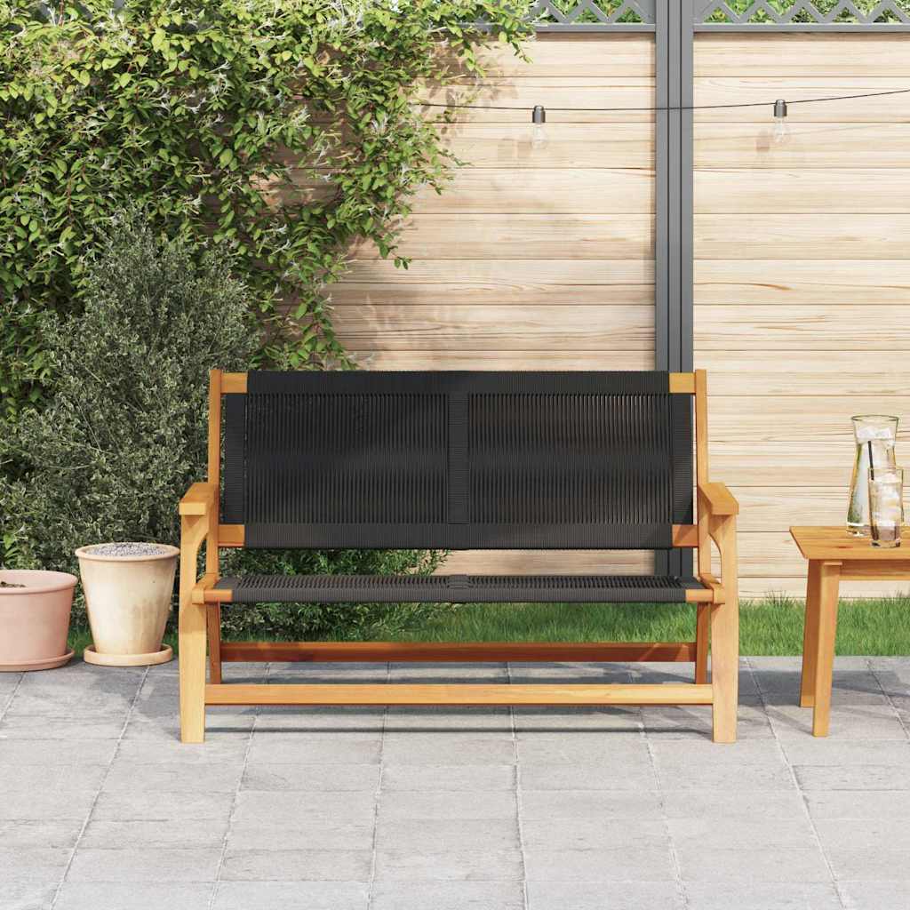 Juodas sodo suolas 76x122x73 cm iš kietos akacijos medienos