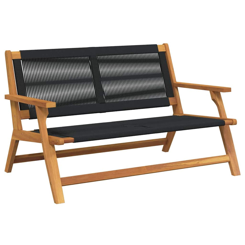 Juodas sodo suolas 76x122x73 cm iš kietos akacijos medienos
