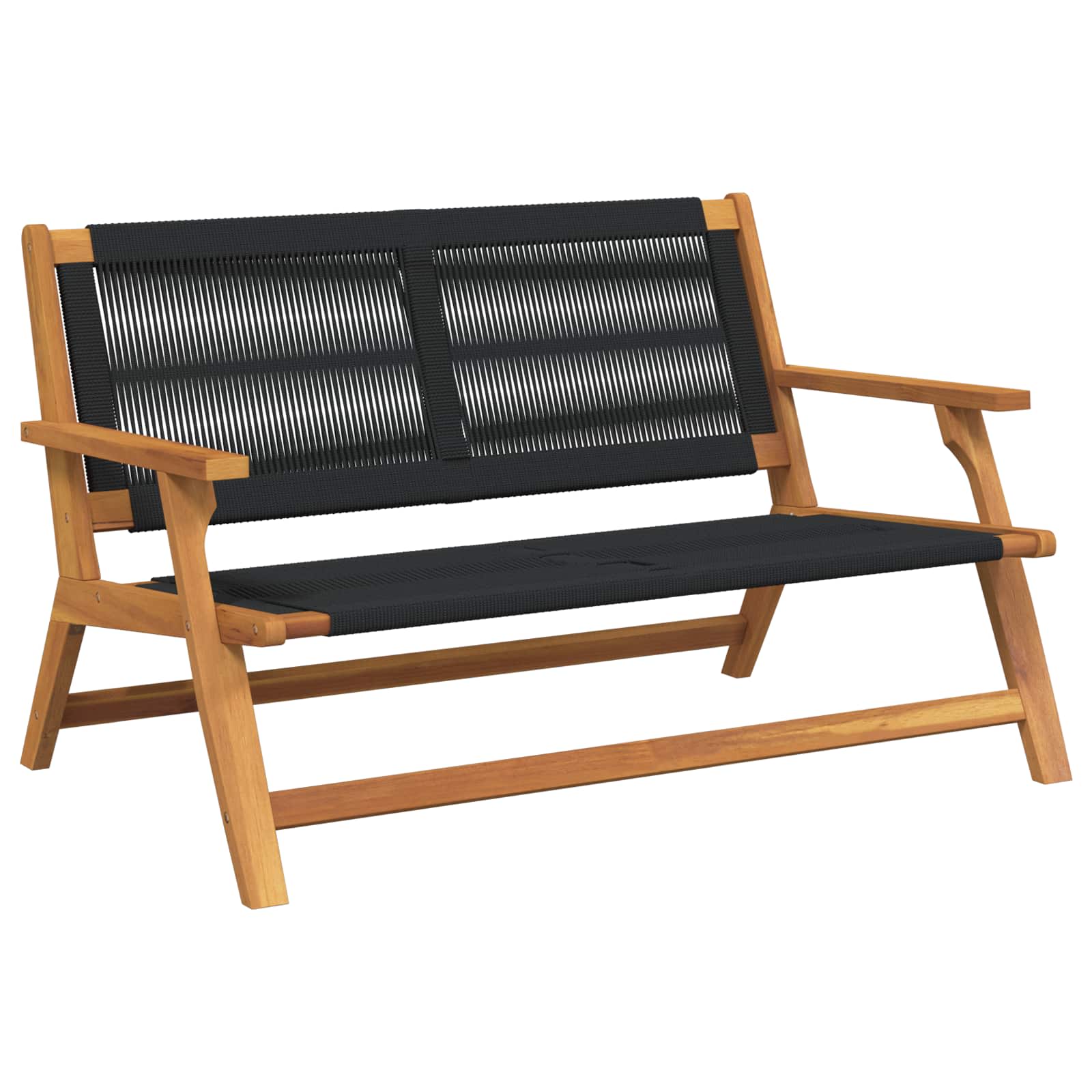 Juodas sodo suolas 76x122x73 cm iš kietos akacijos medienos