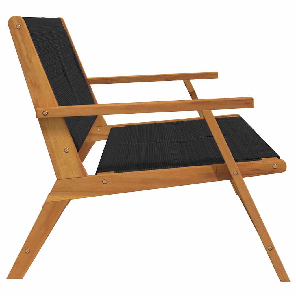 Juodas sodo suolas 76x122x73 cm iš kietos akacijos medienos